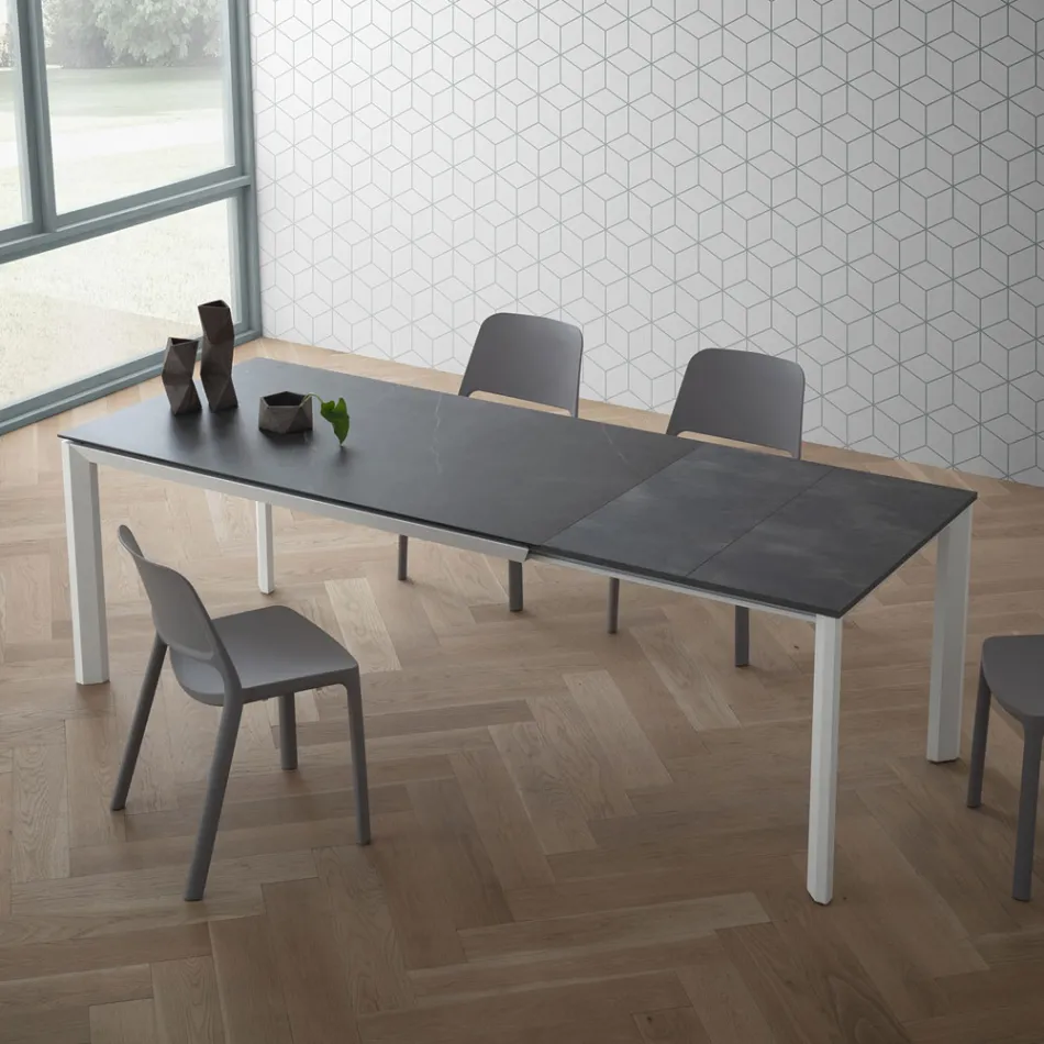 Extendable Table Up to 240 cm Top in Laminam Made in Italy - Filiberto Viadurini