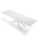 Extendable table up to 278 cm in glass and white steel Made in Italy - Grotta Viadurini