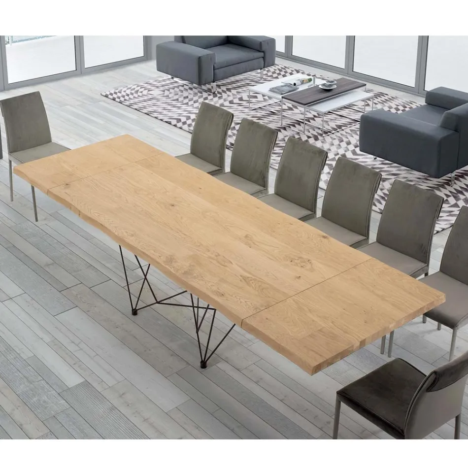 Extendable Table up to 300 cm in Made in Italy Veneered Wood – Ezzellino Viadurini
