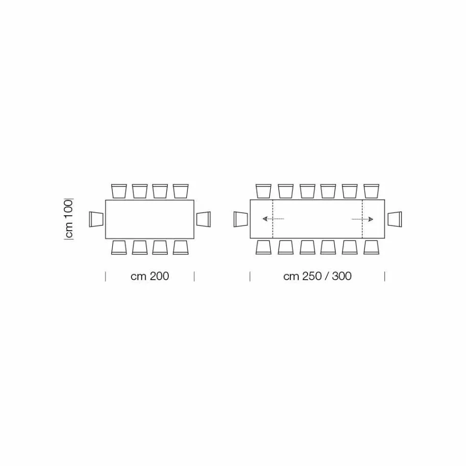 Extendable Table up to 300 cm in Made in Italy Veneered Wood – Ezzellino Viadurini