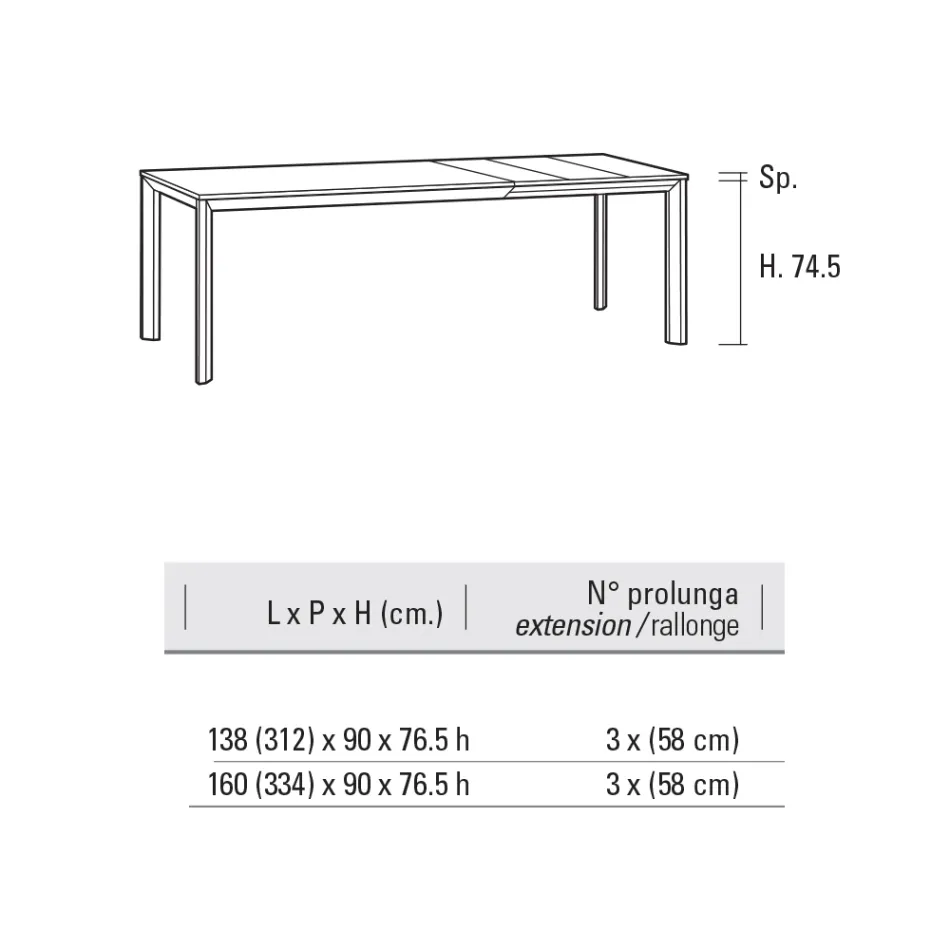 Extendable Table Up to 334 cm in Aluminum and Hpl Made in Italy - Filiberto Viadurini