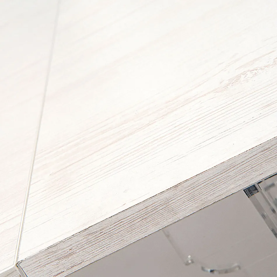 Extendable Table Up to 255 cm in Wood and Plexiglass Made in Italy - Elide Viadurini