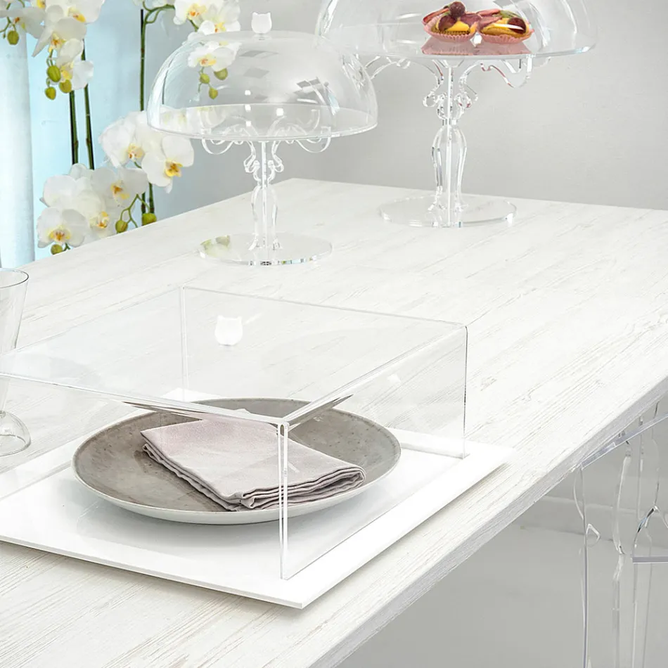 Extendable Table Up to 255 cm in Wood and Plexiglass Made in Italy - Elide Viadurini