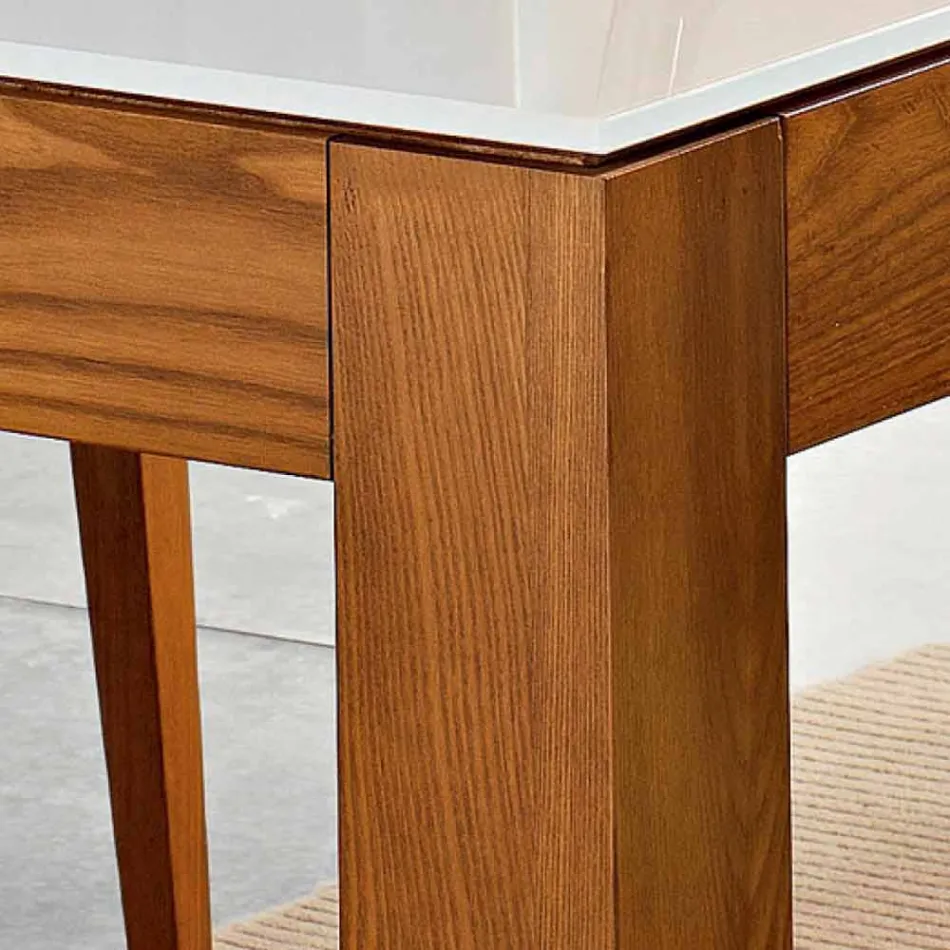 Extendable table up to 270cm in glass and ash wood Made in Italy - Homer Viadurini