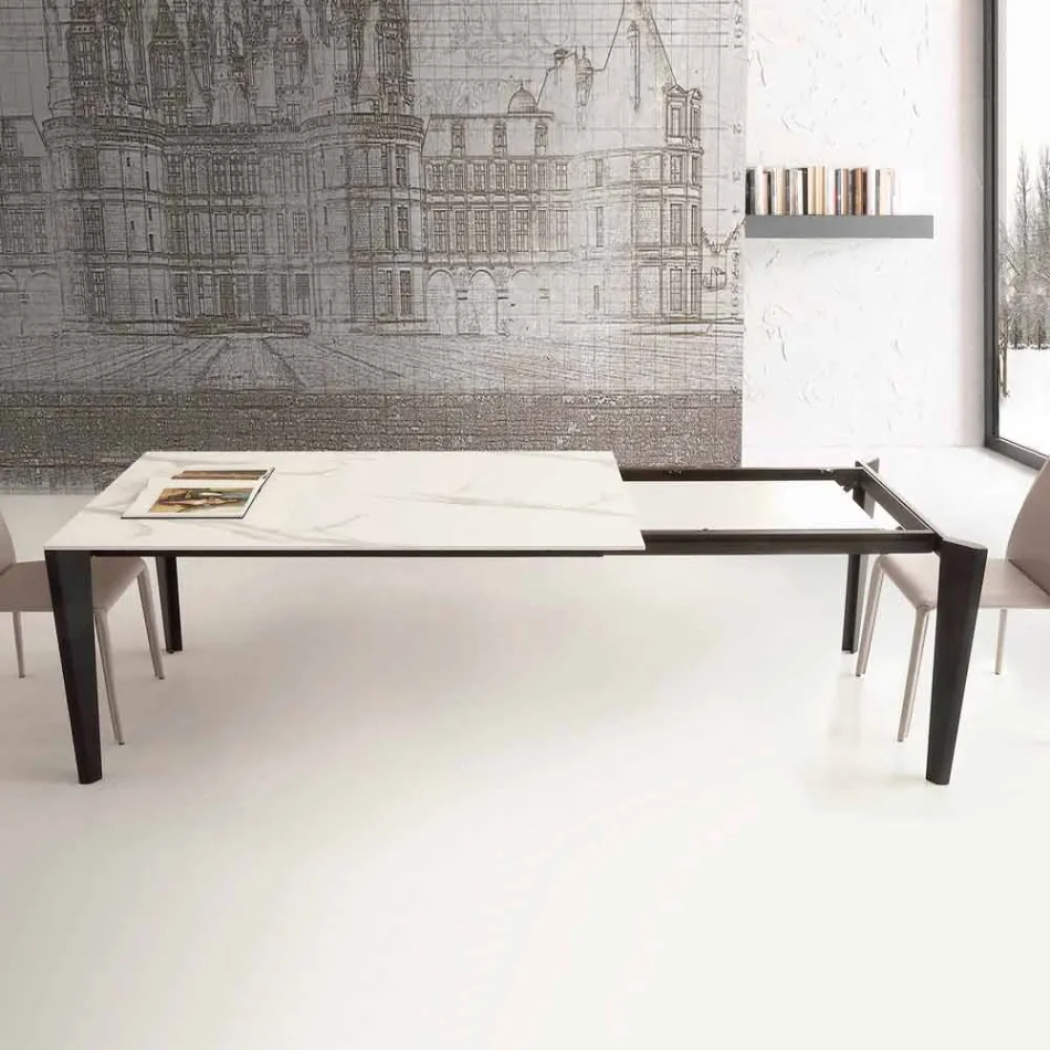 Extendable table up to 290 cm in glass ceramic Made in Italy - Polonio Viadurini