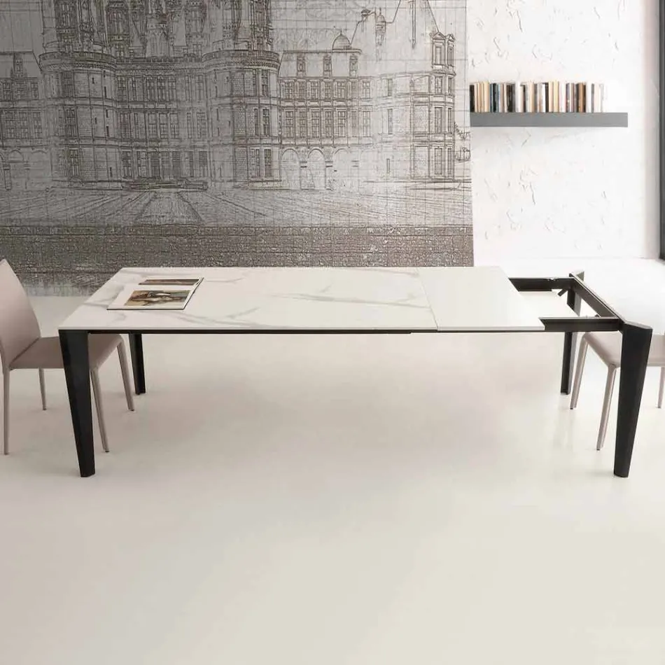 Extendable table up to 290 cm in glass ceramic Made in Italy - Polonio Viadurini