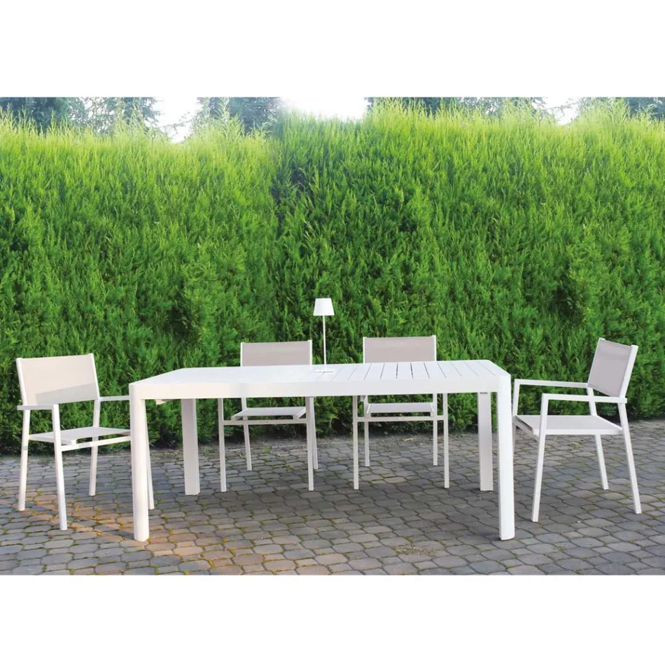 Extendable Outdoor Table up to 300 cm in Painted Aluminum - Glass Viadurini