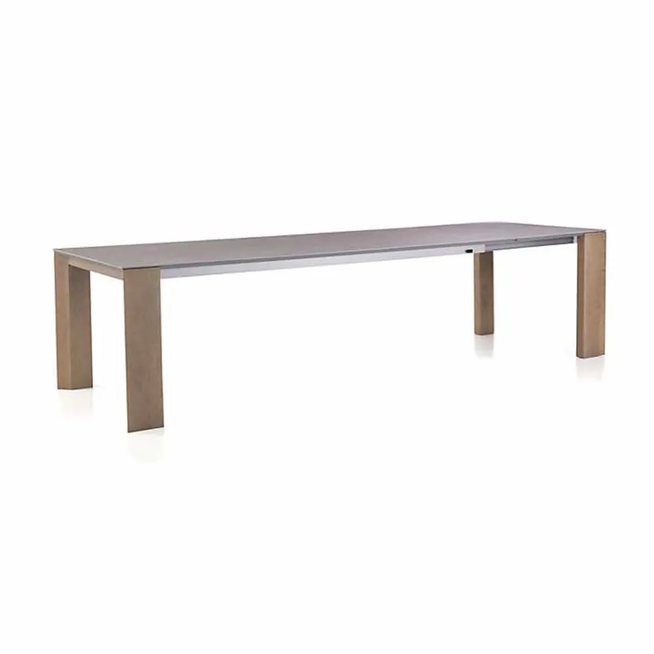 Extendable Table Up to 300 cm in Ceramic and Wooden Legs - Ipanemo Viadurini