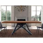 Extendable Table up to 300 cm in Wood and Steel Made in Italy - Settimmio Viadurini