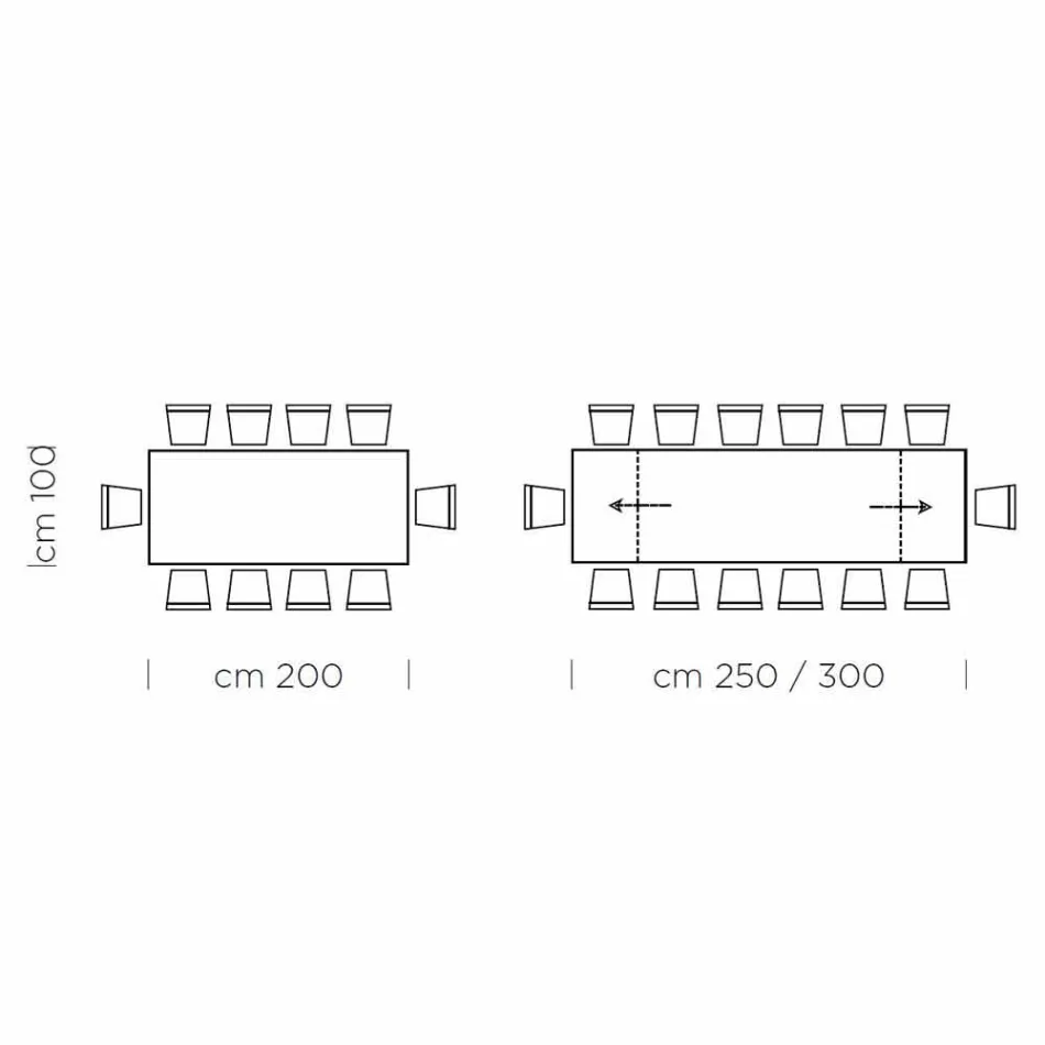 Extendable Table up to 300 cm in Wood and Steel Made in Italy - Settimmio Viadurini