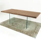 Extendable Table up to 300 cm in Veneered Wood and Glass - Tear Viadurini