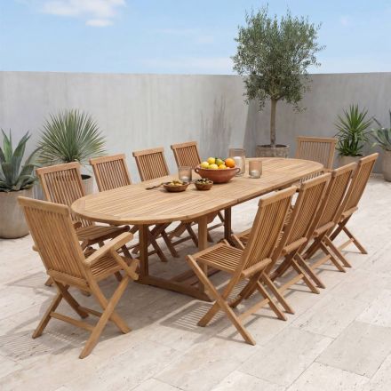 Extendable Garden Table in Teak in Different Sizes - Yggdrasil Viadurini