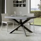 Extendable Table up to 440 cm in Anthracite Iron and Wood Made in Italy - Graffo Viadurini