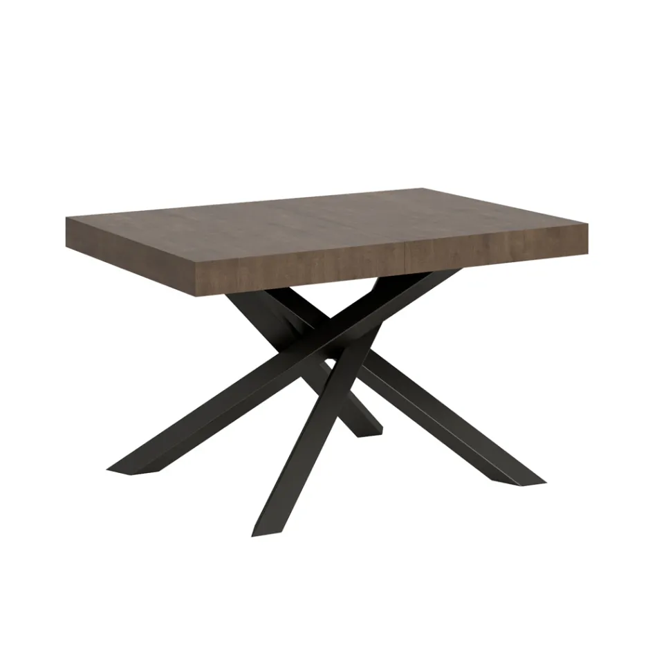 Extendable Table up to 440 cm in Anthracite Iron and Wood Made in Italy - Graffo Viadurini