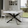 Extendable Table up to 440 cm in Anthracite Iron and Wood Made in Italy - Graffo