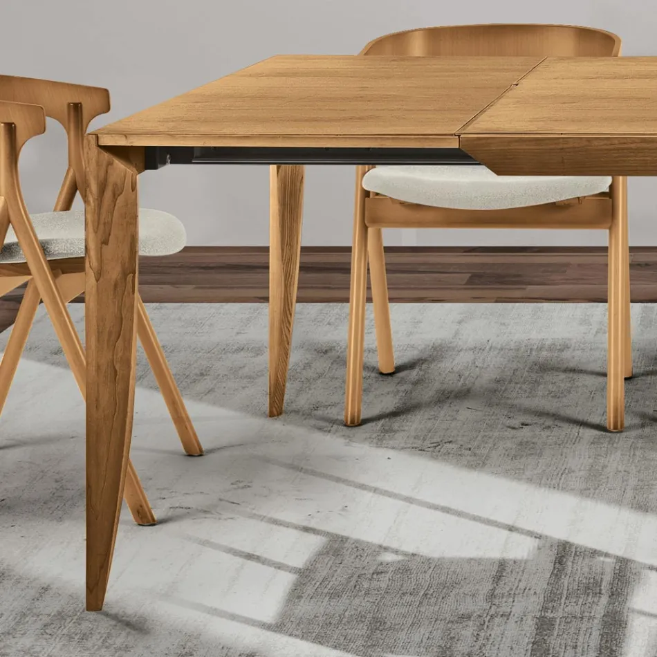 Extendable Table in Solid Ash Wood in Different Finishes - Ferenc Viadurini