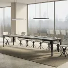 Extendable Table in Melamine Wood and Anthracite Iron Undertop - Sassone Viadurini