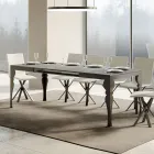 Extendable Table in Melamine Wood and Anthracite Iron Undertop - Sassone Viadurini