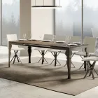Extendable Table in Melamine Wood and Anthracite Iron Undertop - Sassone Viadurini