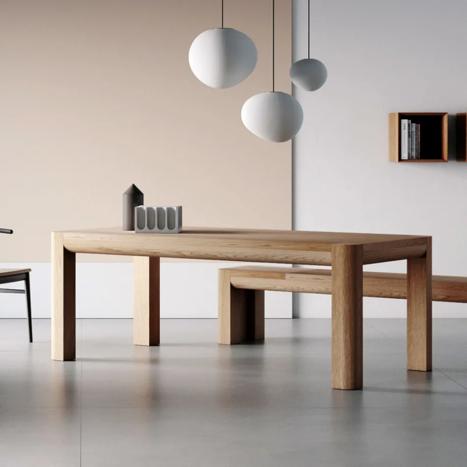 Extendable table in blockboard and square legs Made in Italy - Rillian Viadurini