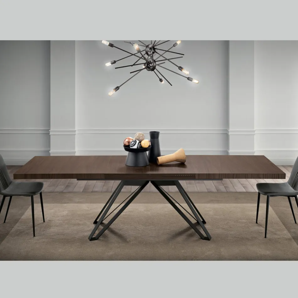 Extendable Folding Table in Metal and Melamine Made in Italy - Meluso Viadurini