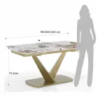 Extendable table in metal and ceramic top in onyx marble finish - Marche Viadurini