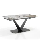 Extendable table in metal and ceramic top in onyx marble finish - Marche Viadurini