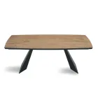 Extendable Table in Oak Veneer and Painted Metal Base - Milo Viadurini