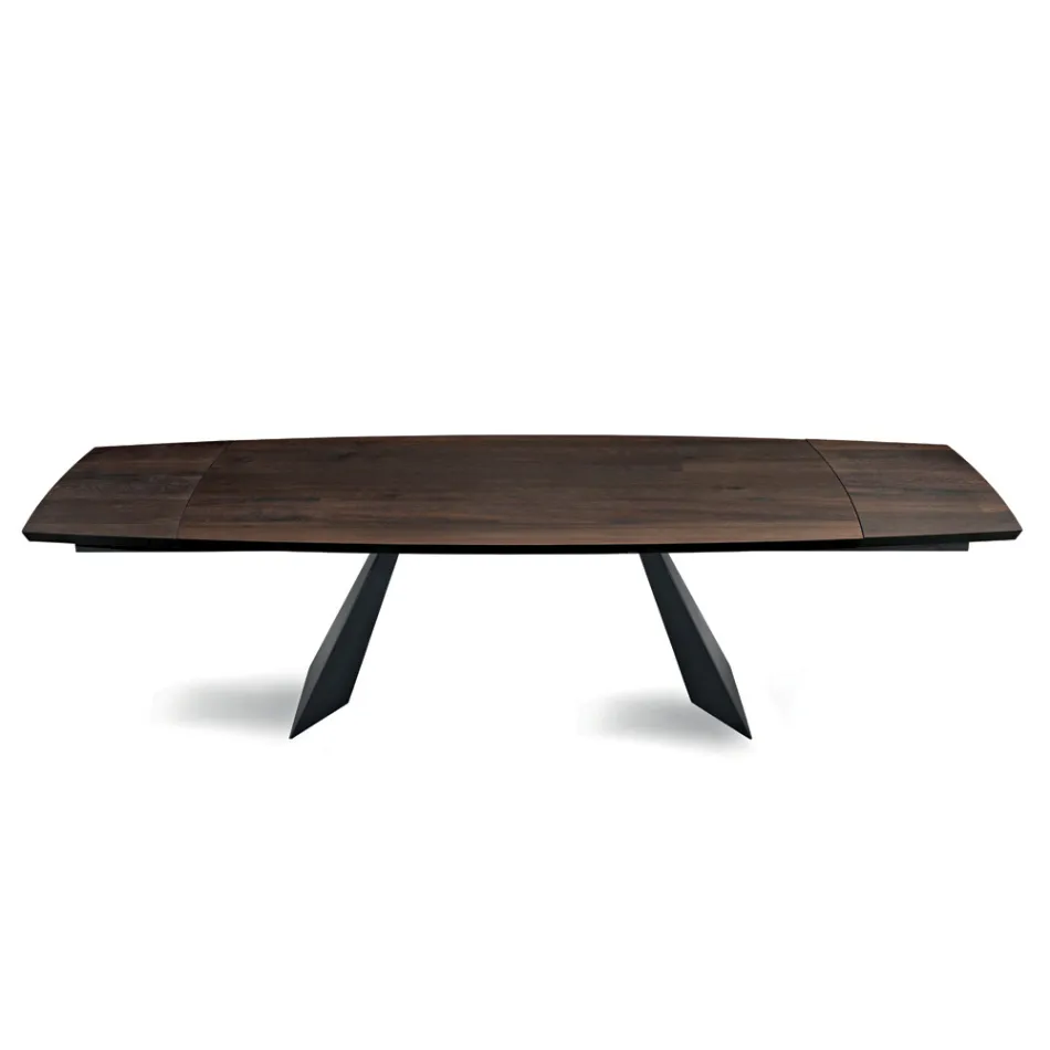 Extendable Table in Oak Veneer and Painted Metal Base - Milo Viadurini