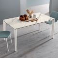 Extendable table in glass ceramic and metal base in different finishes - Ariel