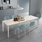 Extendable table in glass ceramic and metal base in different finishes - Ariel Viadurini