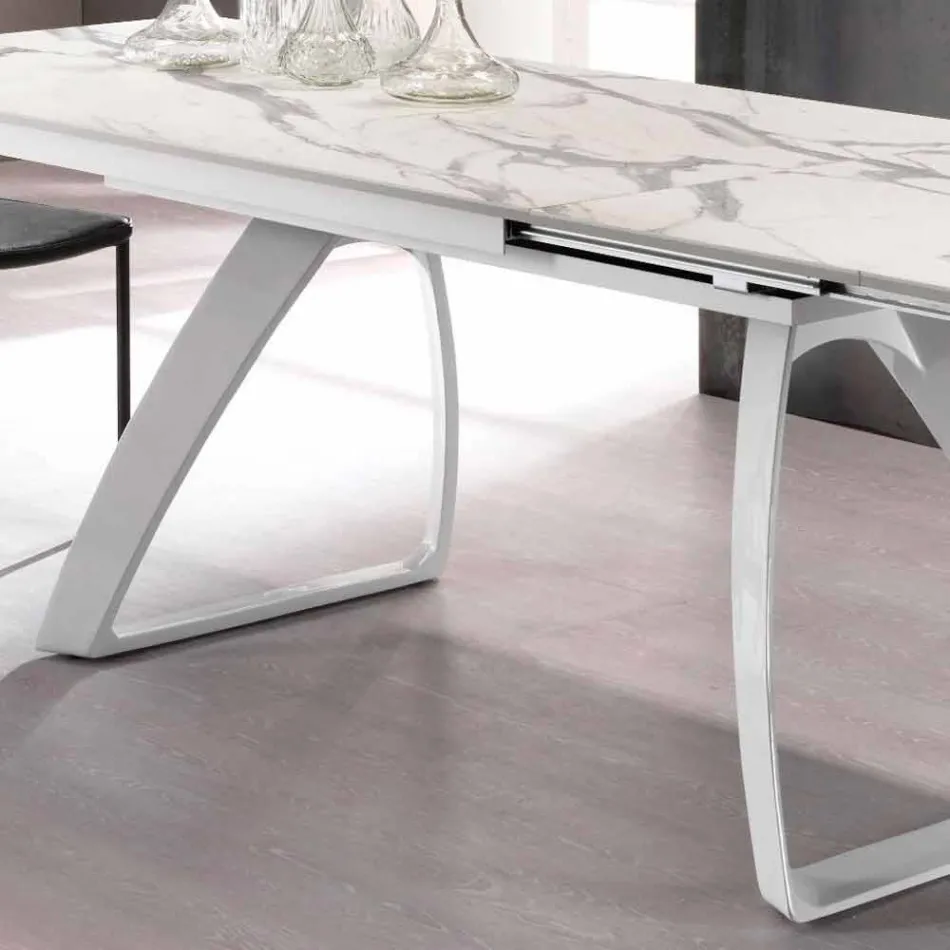 Modern extendable table with metal legs, Villongo Viadurini