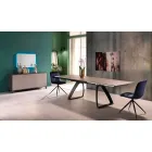Modern extendable table with metal legs, Villongo Viadurini