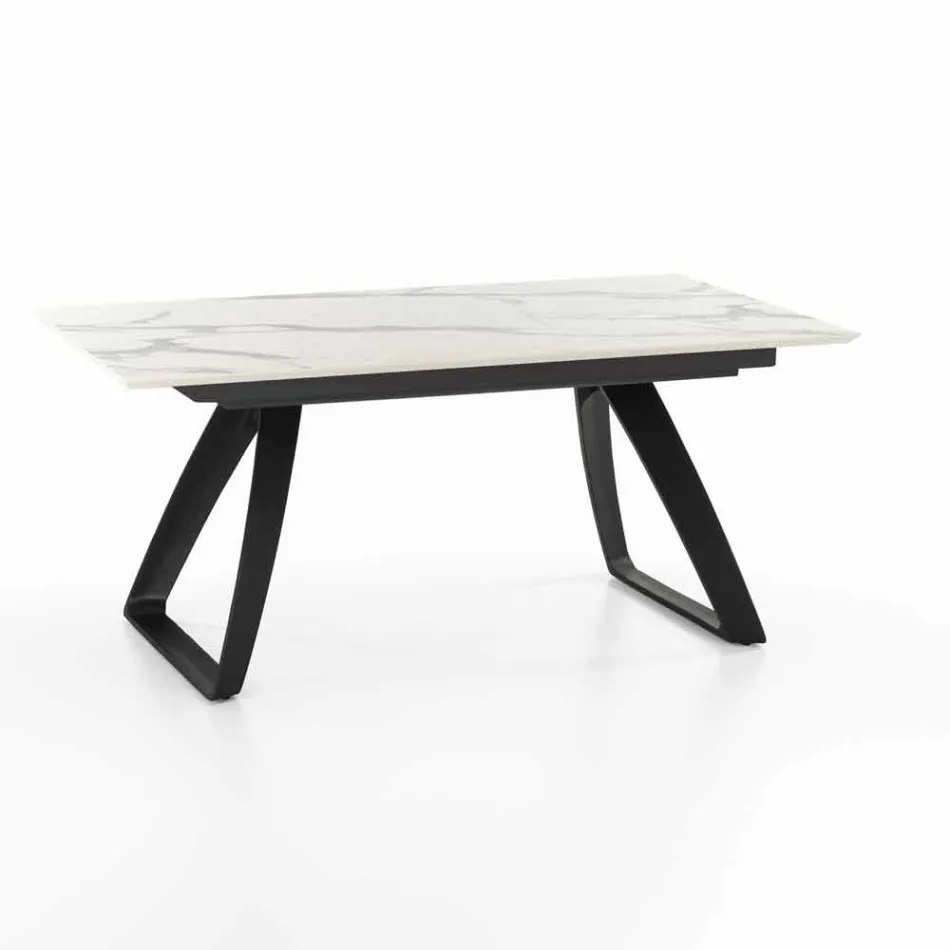 Modern extendable table with metal legs, Villongo Viadurini