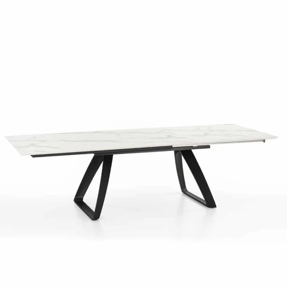 Modern extendable table with metal legs, Villongo Viadurini