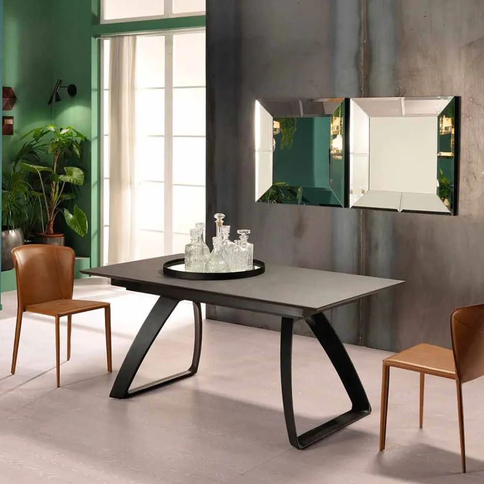 Modern extendable table with metal legs, Villongo Viadurini