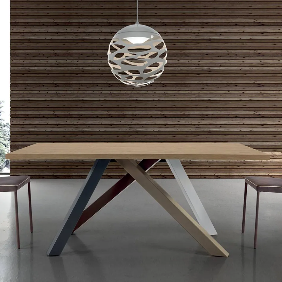 Modern Extendable Table with Laminated Wooden Top Made in Italy – Settimmio Viadurini