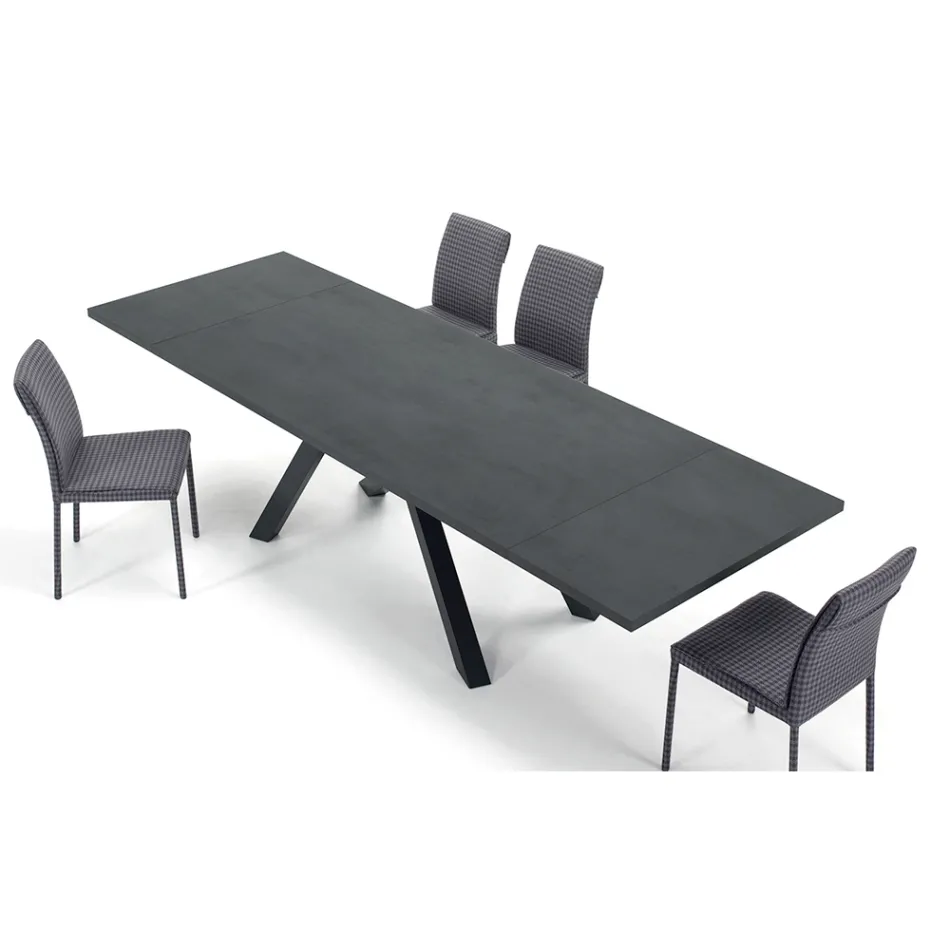 Modern Extendable Table with Laminated Wooden Top Made in Italy – Settimmio Viadurini