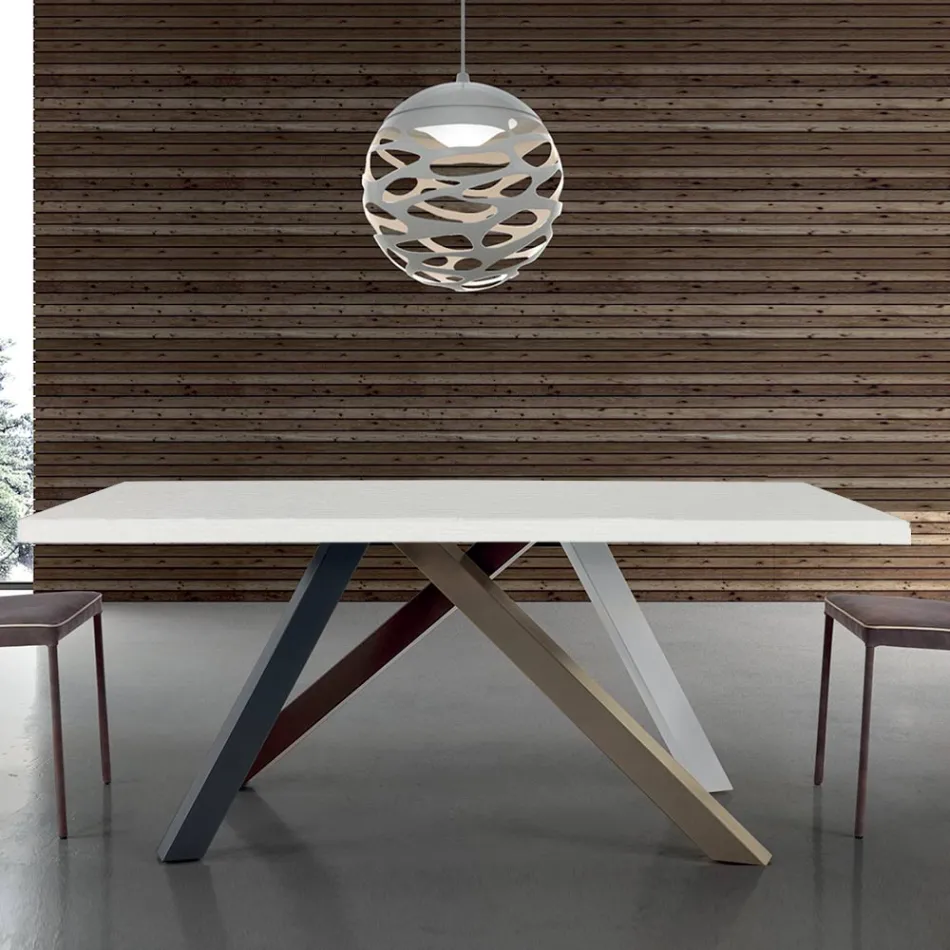 Modern Extendable Table with Laminated Wooden Top Made in Italy – Settimmio Viadurini