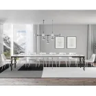 Modern Extendable Table in Melamine Wood and Iron Undertop - Marella Viadurini