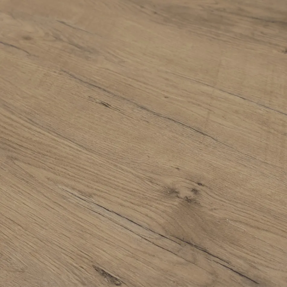 Modern Extendable Table in Melamine Wood and Iron Undertop - Marella Viadurini