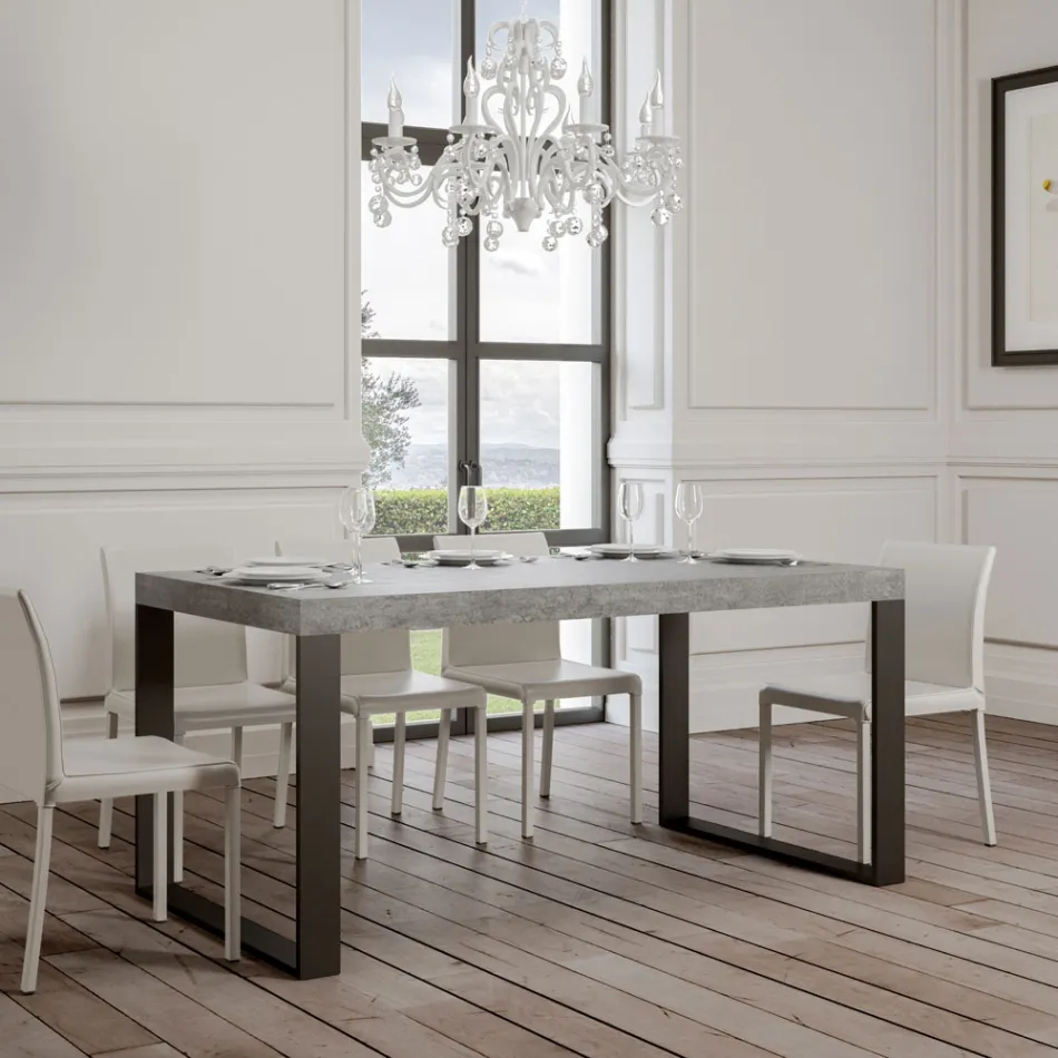 Modern Extendable Table in Melamine Wood Made in Italy - Badesi Viadurini