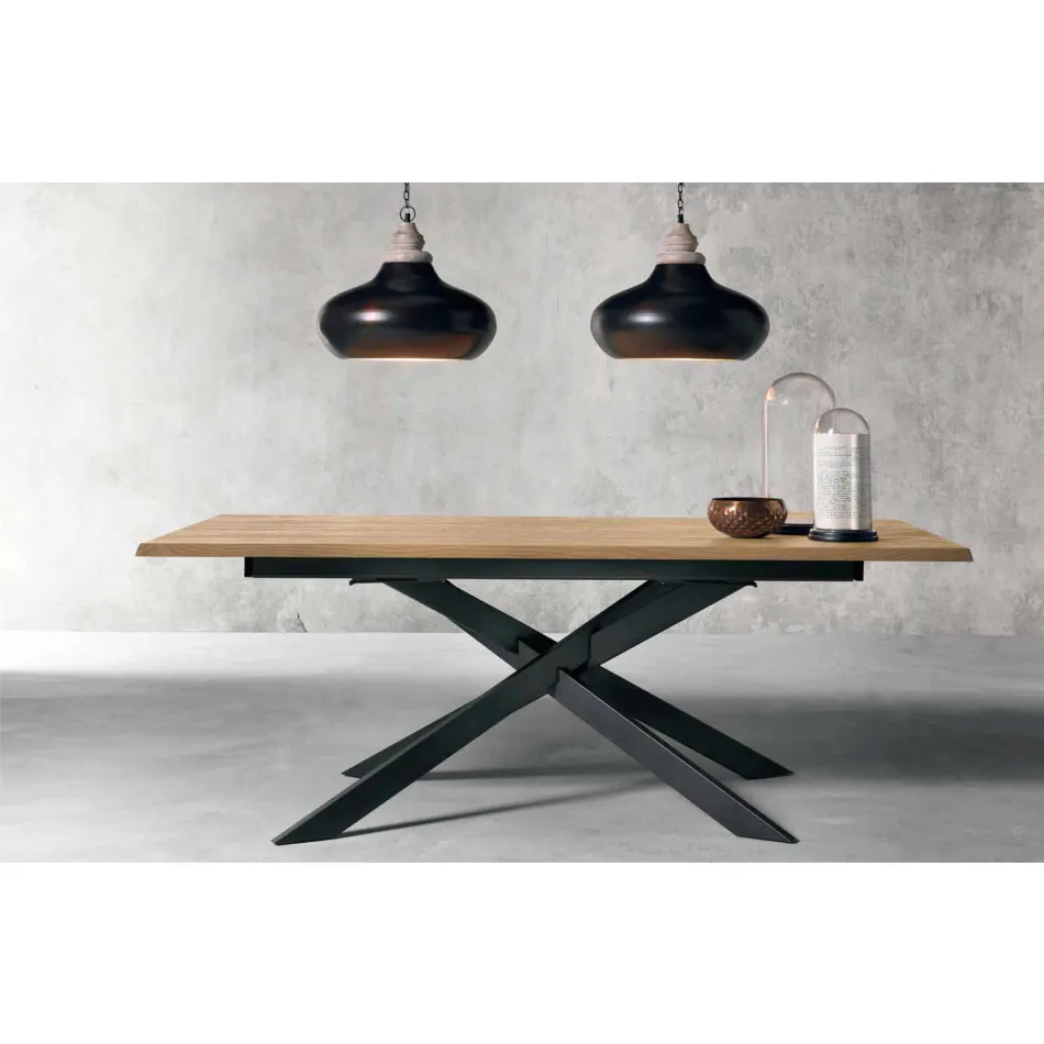 Modern Extendable Table in Oak Wood Made in Italy - Oncino Viadurini