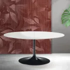 Saarinen Tulip Extendable Table H 74 cm in White Florim Ceramic - Scarlet Viadurini