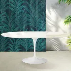 Saarinen Tulip Extendable Table H 74 cm in Florim Calacatta Gold Gloss Ceramic - Scarlet Viadurini
