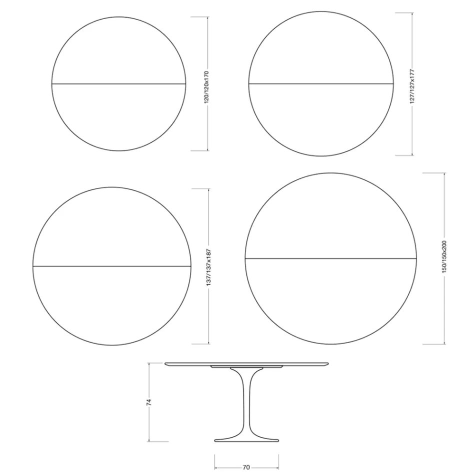 Saarinen Tulip Extendable Table H 74 cm in Florim Calacatta Gold Gloss Ceramic - Scarlet Viadurini