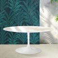 Saarinen Tulip Extendable Table H 74 cm in Florim Calacatta Gold Gloss Ceramic - Scarlet