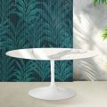 Saarinen Tulip Extendable Table H 74 cm in Glossy Statuario Florim Ceramic - Scarlet