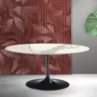 Saarinen Tulip Extendable Table H 74 cm in Florim Statuario Matte Ceramic - Scarlet Viadurini