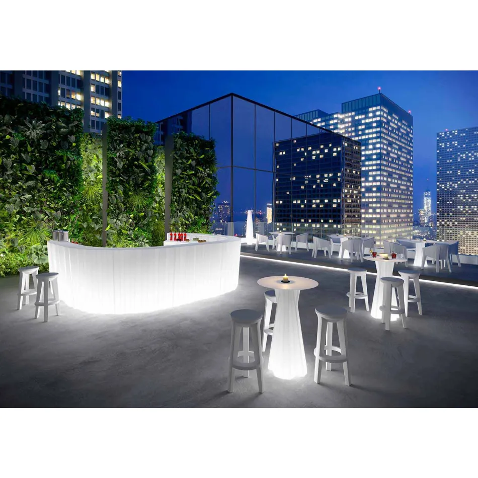 Outdoor High Table with Luminous Base and Hpl Top Made in Italy - Tinuccia Viadurini